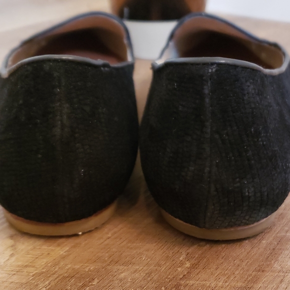 Matt Bernson D’Orsay Point Toe Suede Flats Black Leather Chic - Picture 3 of 7